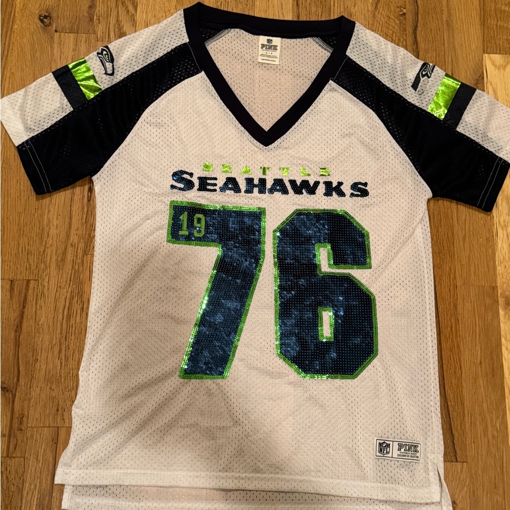 Victoria's Secret  PINK woman’s NFL SEATTLE SEAHAWKS bling jersey NEW small